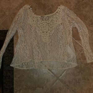 Lace see through long sleeve top